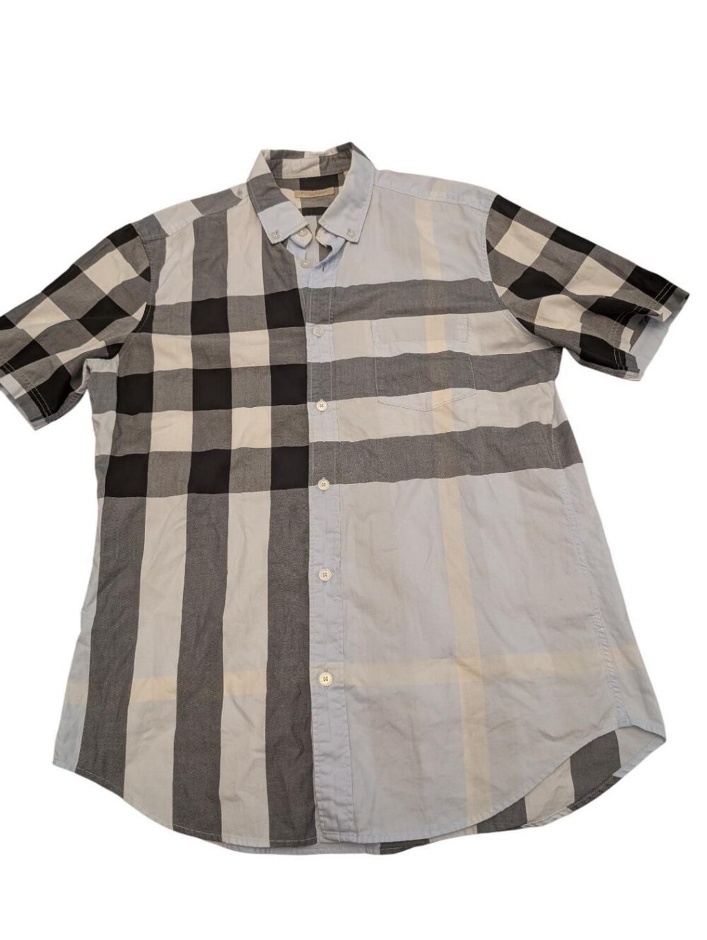 Burberry Brit Men's Short-Sleeve Button-Down Shirt Checkered Plaid